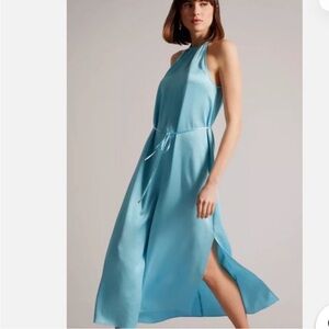 IN STORES NOW Ted Baker Roxieyy Elegant Blue Halter Dress Sz US 4 Or Ted Sz 1